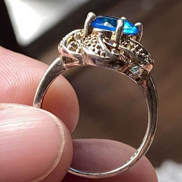 3 ct Genuine Blue Topaz Ring size 7 Sterling Silver stamped 925 tested - Picture 4 of 12